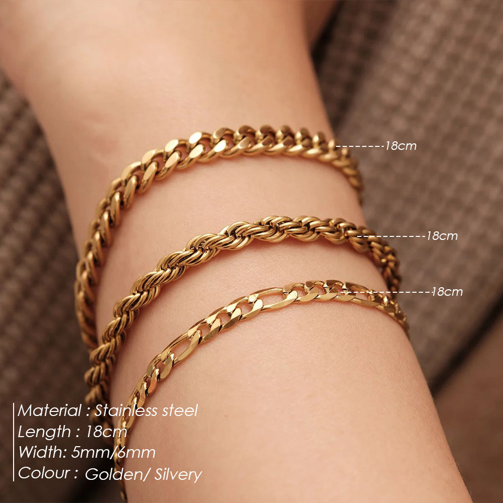 EManco europeo y americano de doble capa pulsera apilada personalidad de moda cadena cubana pulsera femenina pulsera de acero inoxidable del todo fósforo