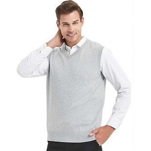 Amazon Cross-Border Men's V-Neck Knit Vest Youth Casual Sleeveless Solid Color Sweater Vest