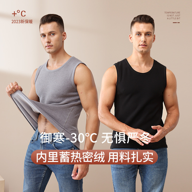 winter lambskin fleece lined padded warm keeping vest men‘s slim fit exercise sleeveless waistcoat underwear vest