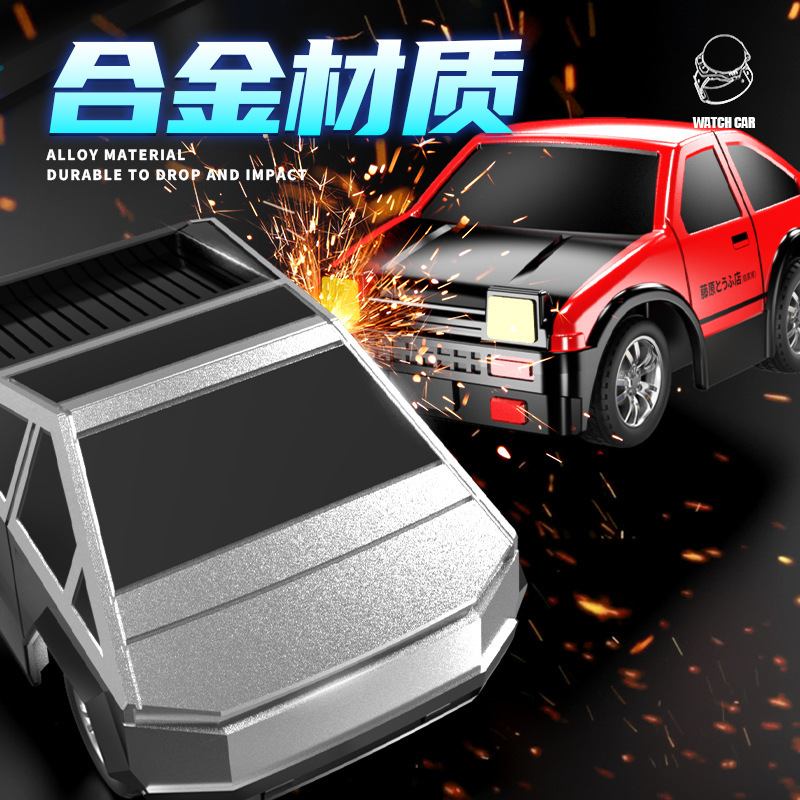TikTok Internet Popular Watch Remote Control Car Electric Mini Black Technology Car Alloy Racing Toy Children Boys and Girls