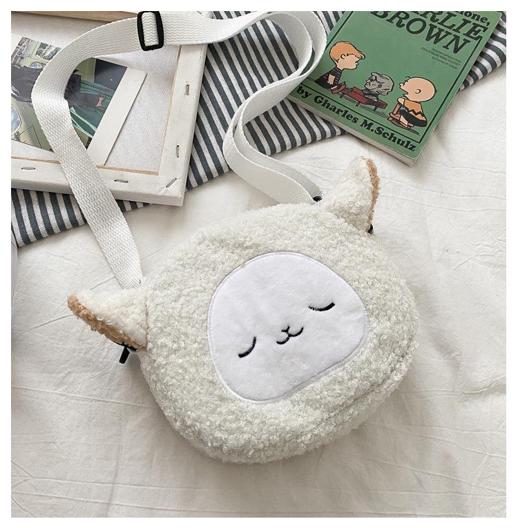 Plush Material little bear, Cat Pattern All Seasons Season Kid's Small Plush Little Bear Cat Cute Zipper Crossbody Bag