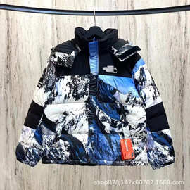 蒙口羽绒服立领轻薄Padded Corduroy男女款条纹羊毛拼接夹克外套