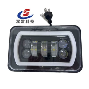 Popular Cross-Border 4X6 Wrangler Square 5inch Headlight Angel Eye High/Low Beam Off-Road Vehicle Modification Light Daytime Running Light
