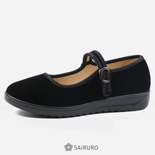 酒店工作鞋女新款防滑底片老北京布鞋女平绒女鞋一字带礼仪鞋批发