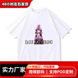 跨境 欧美 亚马逊短袖棉T恤 动漫人物 文字图案