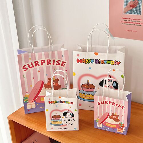 INS Gift Bag Cartoon Cute Girl Handbag for Giving Gifts Birthday Couple Student Gift Bag Shopping Paper Bag Trendy