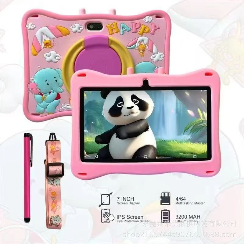 Tableta de dibujos animados para niños 7 pulgadas cubierta de silicona anticaída de alta definición protector de ojos multifuncional máquina de aprendizaje image 4