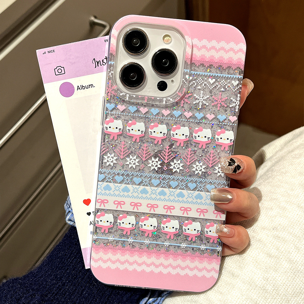 Brillante de epoxi para Apple 16PROMAX Cute Penguin Funda para teléfono Apple 11 Hello Kitty Funda protectora anti-caída