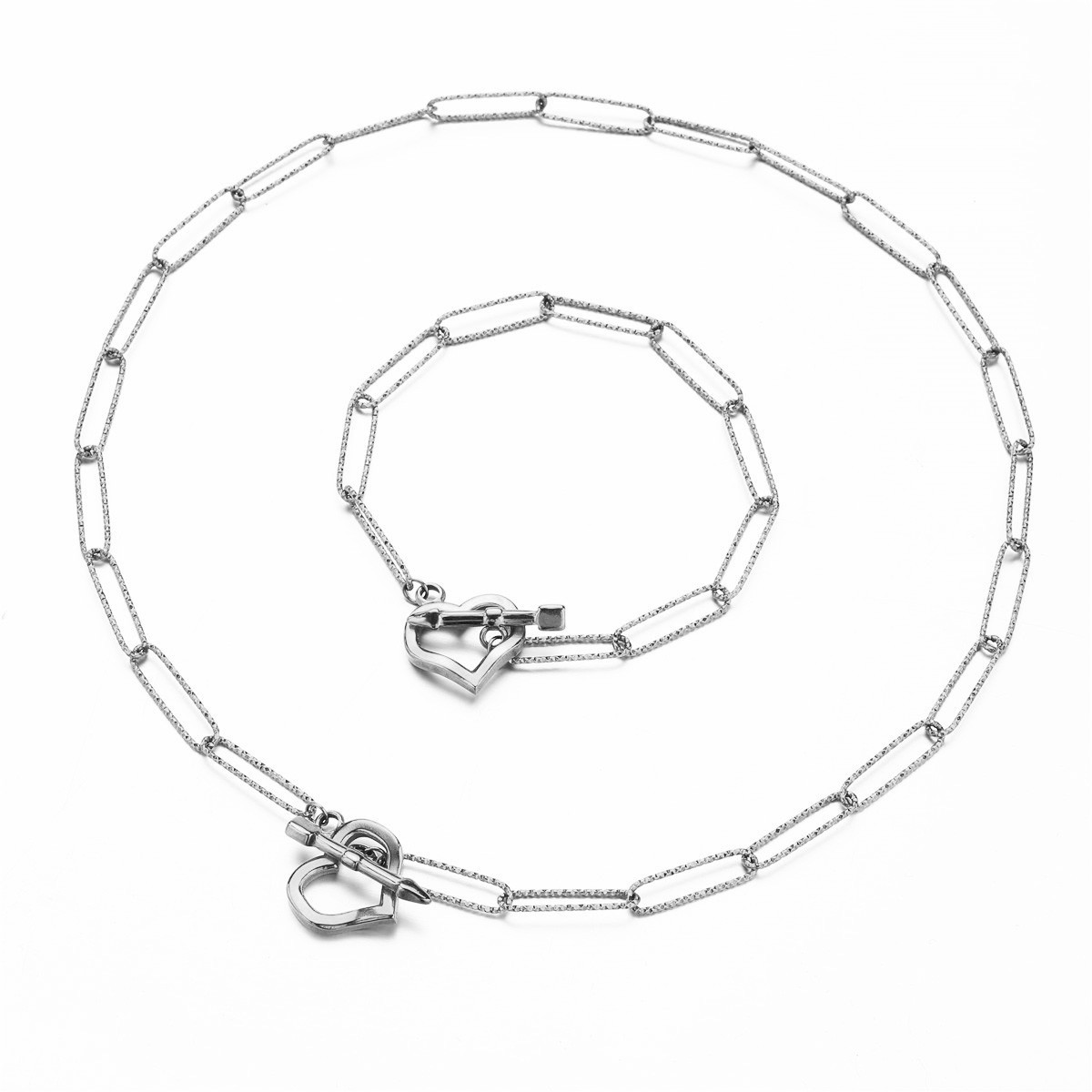 Heart Shape Pattern Women's Gender 304 Stainless Steel Chain Heart Shape Jewelry Set