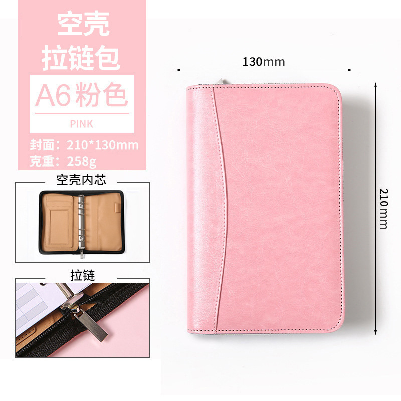 Bolso al por mayor de la cremallera del diario de las hojas sueltas del negocio del color sólido con el logotipo impreso de la libreta multifuncional de la calculadora