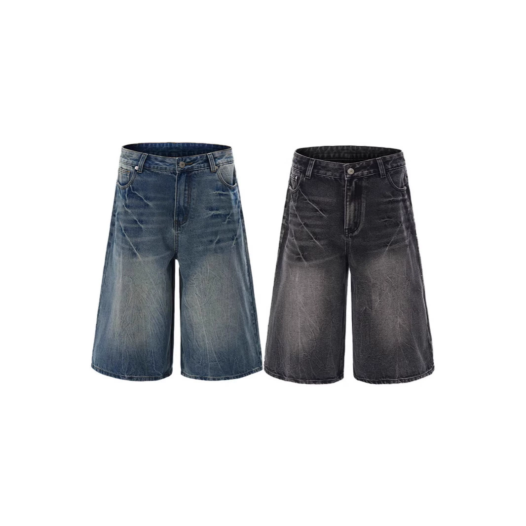 Американский ретро старый синий молния джинсовые шорты для мужчин и женщин