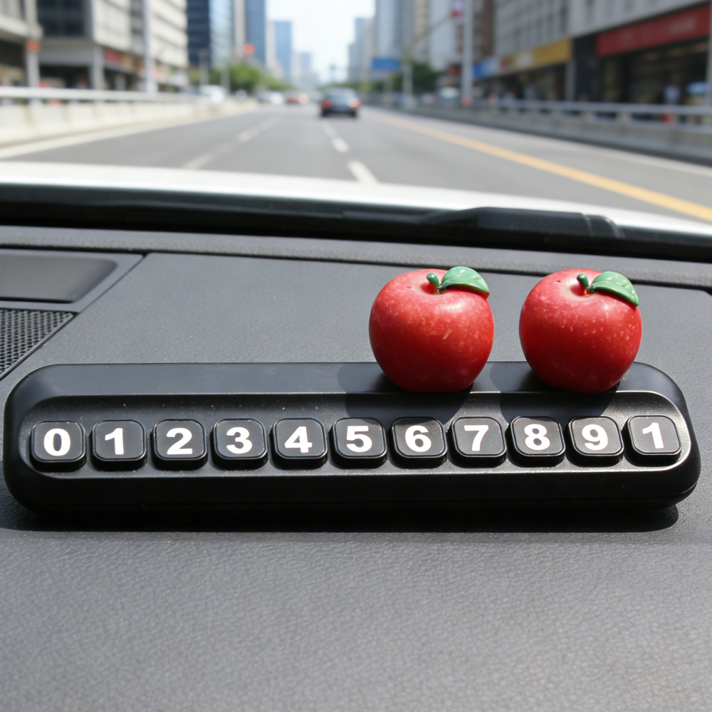 Tarjeta telefónica de movimiento de automóviles, tarjeta de estacionamiento temporal de frutas de litchi, adornos creativos de automóviles