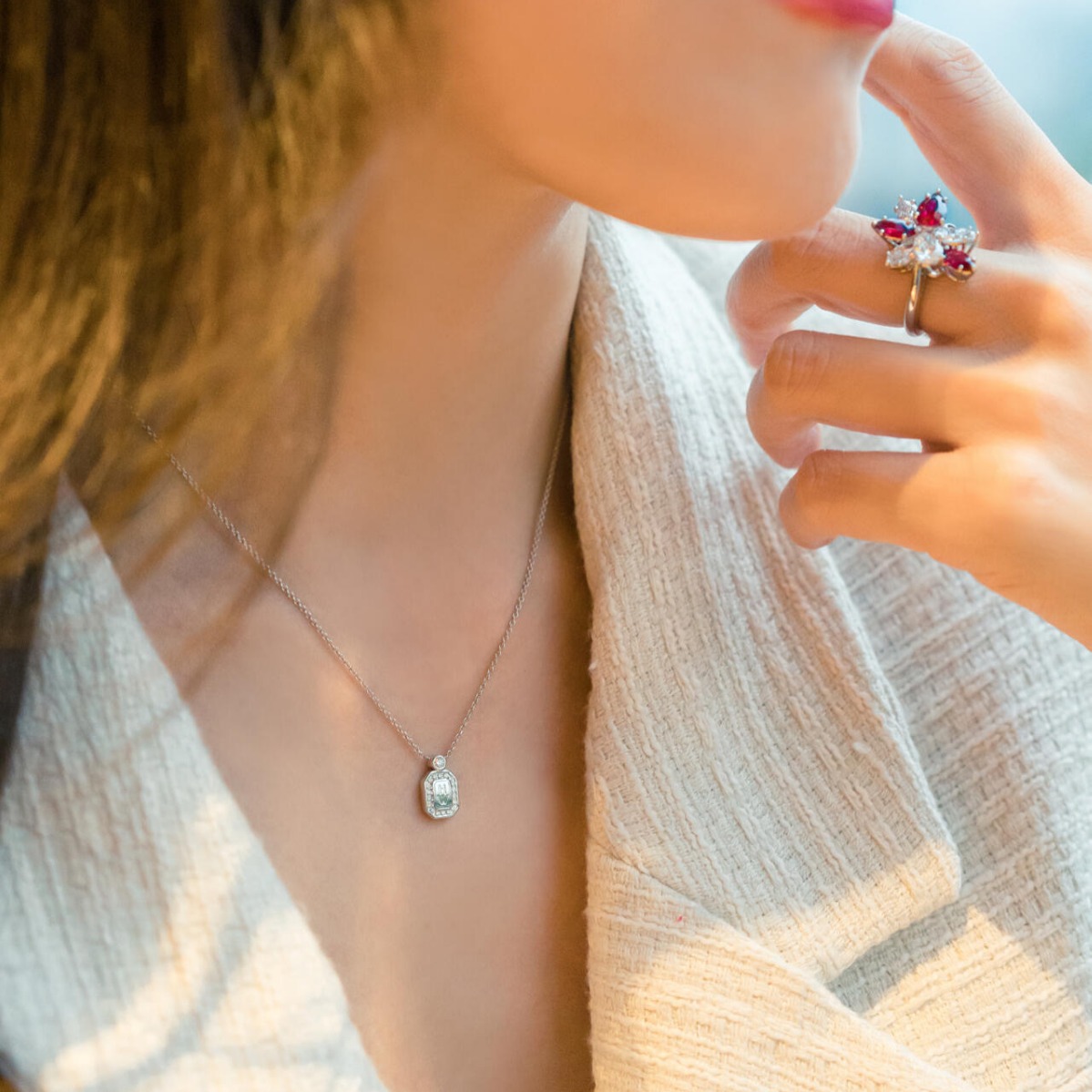 Craf Sugar Cube Necklace For Women High-end Square Diamond Pendant_voghion.com