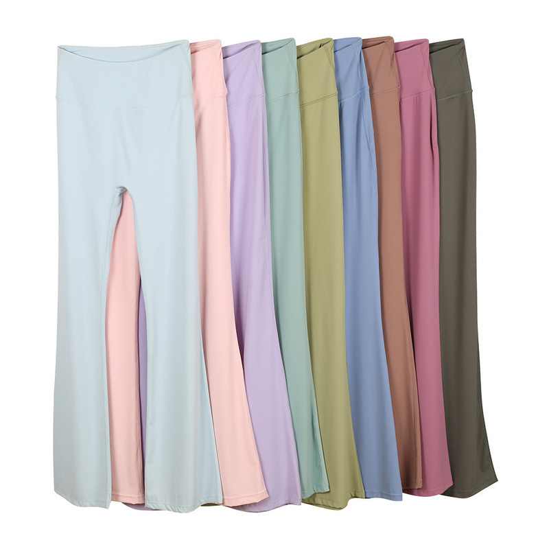 (in Stock) Flared Pants Groove High-Waisted Butt-Lifting Sports Fitness Flared Long Pants Yoga Wear for Women