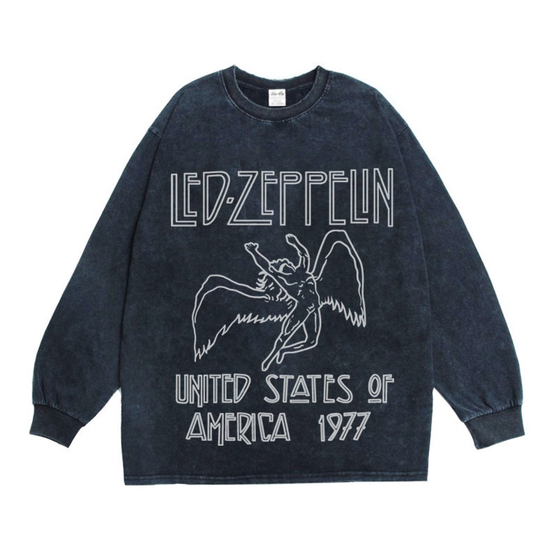 European and American classic Zeppelin band Led Zeppelin T-shirt, loose long-sleeve, unisex street style