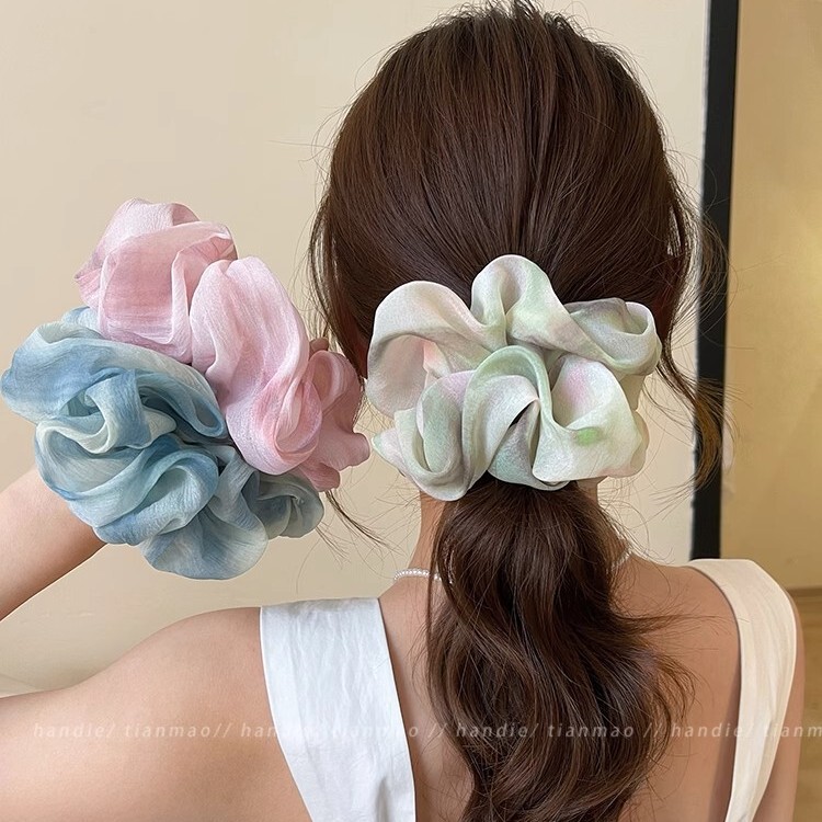 Super Fairy Tie-Dye Chiffon Hair Band for Women, High-End 2025 New Large Hair Rope, Hair Rubber Band, Hair Rope Headwear