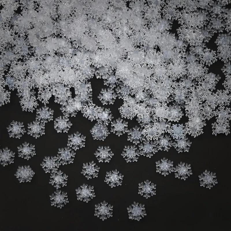 Cross-Border Popular Christmas Ice Transparent Snowflake 8mm Resin Nail Art Jewelry Flash Diamond White Snowflake Nails DIY Wearable Nails