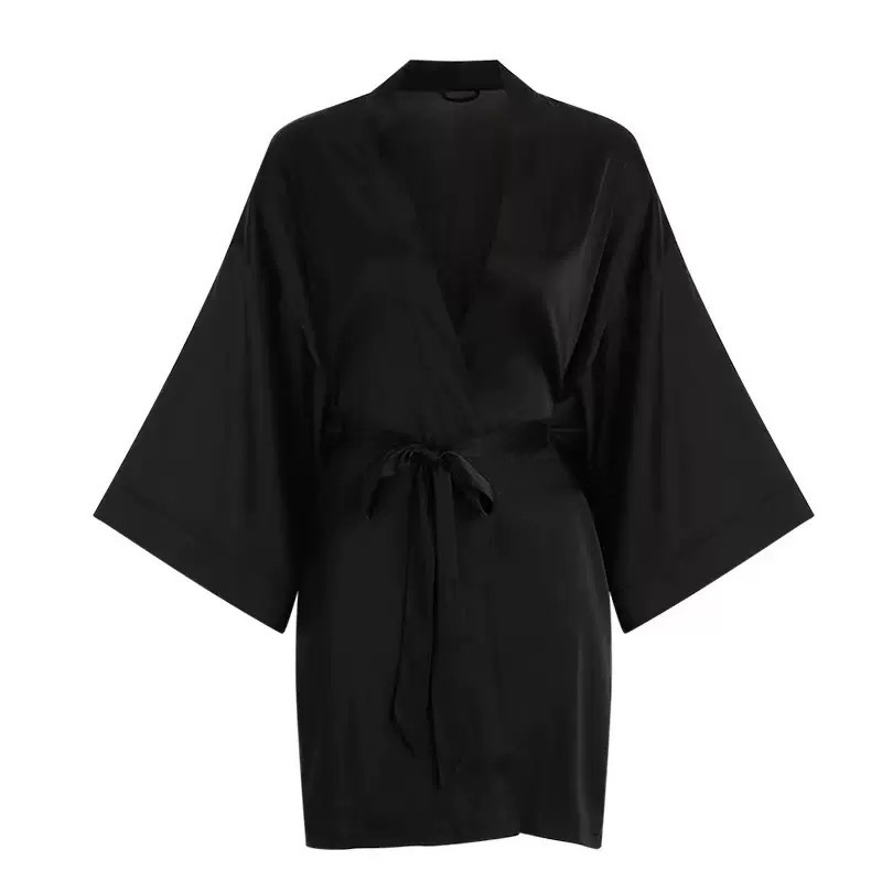 Temperament black single robe 6025-1 [silk style]