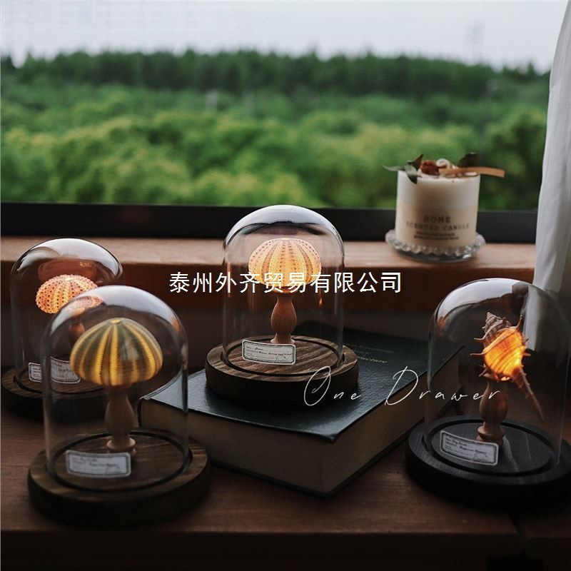 贝壳海胆海螺灯小夜灯海洋海岛复古摆件手工diy材料包中秋节礼物|undefined