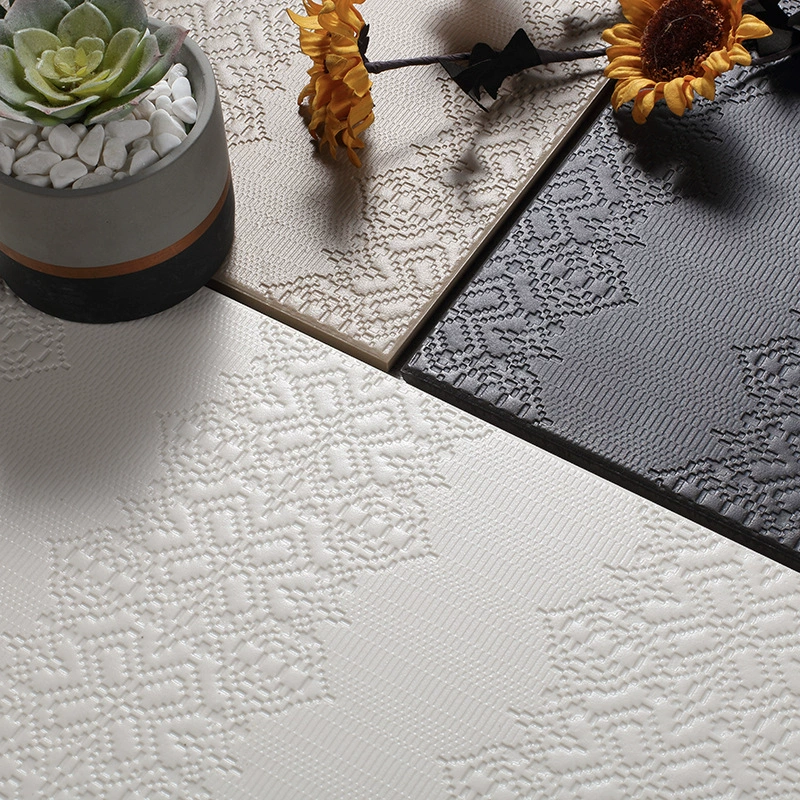 Ретро французские черные резные текстурированные 3D рельефные плитки для кухни, ванной, балкона, полностью керамические матовые настенные плитки