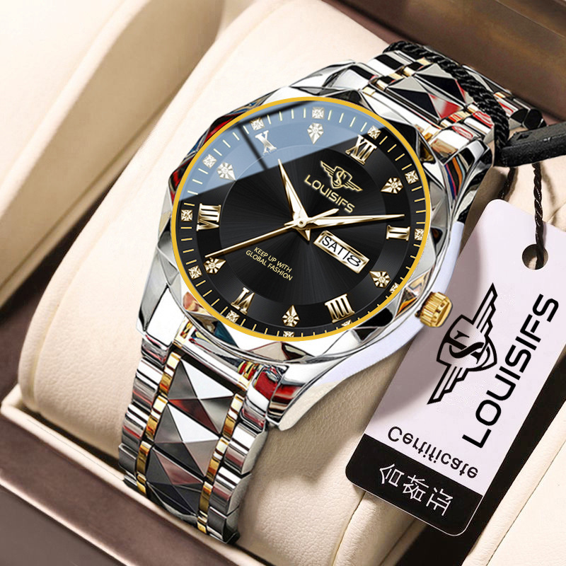 Louis Fans Swiss Brand New Men's Quartz Watch Waterproof Luminous Calendar Korean Style Luxury Watch TikTok
