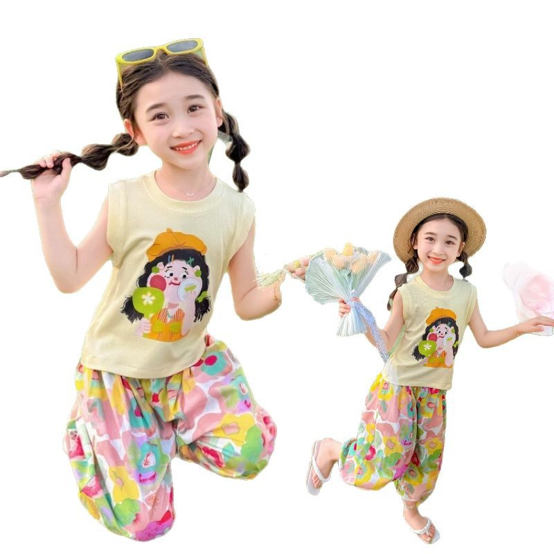 (Cross-border trading), children's summer set, tank top, cartoon T-shirt, with short sleeve, western style 5