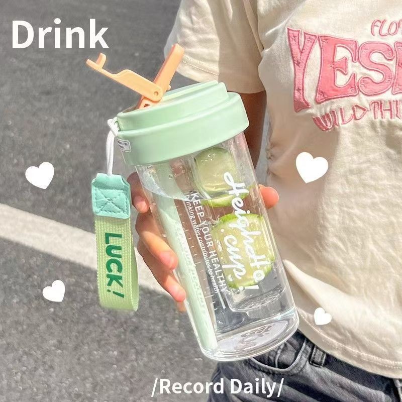 新款水杯耐高温女生可爱高颜值茶水分离吸管塑料双饮杯子|undefined