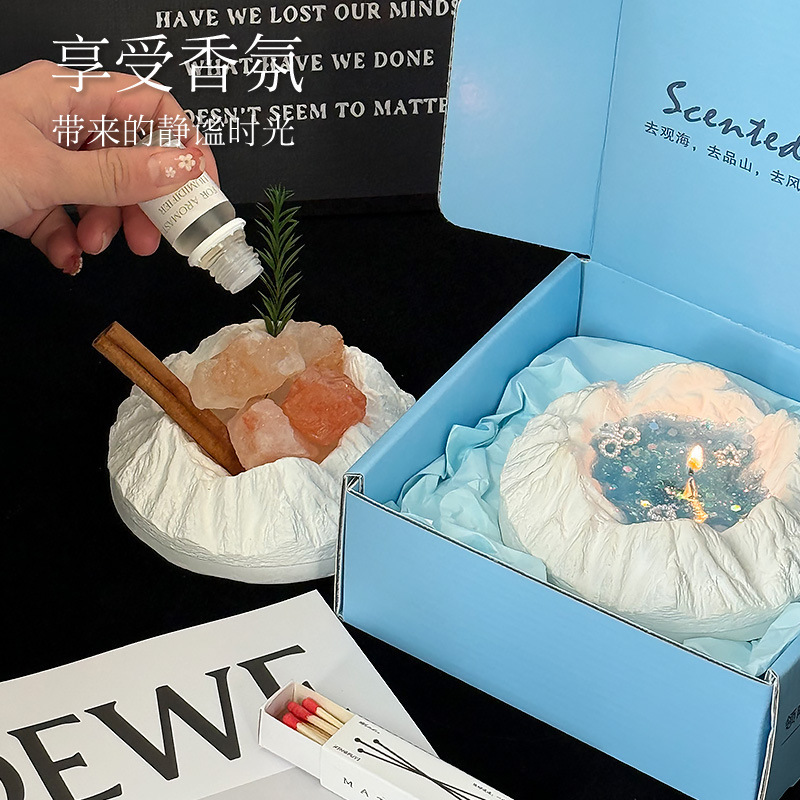 雪山冰川香薰蜡烛礼盒无烟果冻蜡烛摆件实用礼物小众高级氛围感|undefined