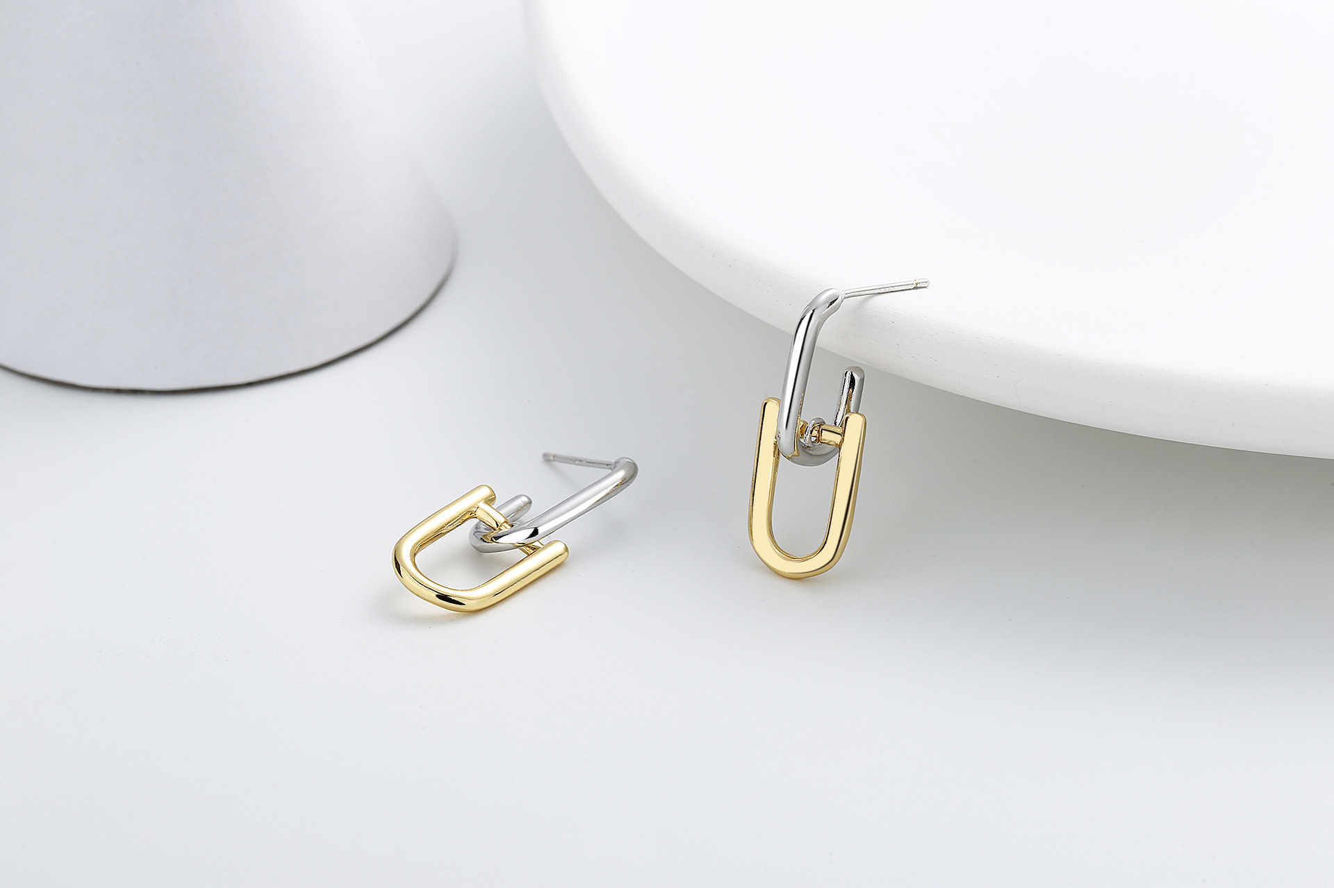 Fashion Color Block Copper Plating Drop Earrings 1 Pair