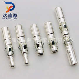 新能源端子达鑫源 大电流连接器公母铜针3.0带外卡爪母孔冠簧插孔