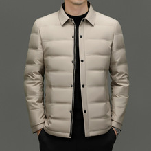 2025冬季新款男士衬衣领休闲商务羽绒服轻奢时尚保暖男装外套