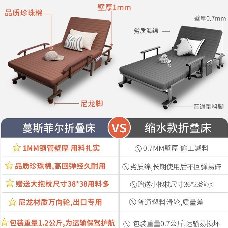 Cama plegable, pausa para el almuerzo en la oficina, artefacto, cama simple individual, siesta para el hogar, cama temporal