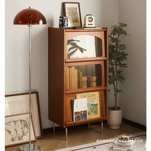 中古实木书柜收纳储物柜日式落地柜玻璃展示柜简约客厅立柜杂志柜