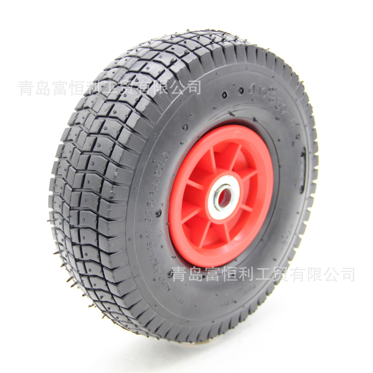 4.10/3.50-4橡胶充气轮塑料对称轮毂工具车轮胎10英寸手推车轮子