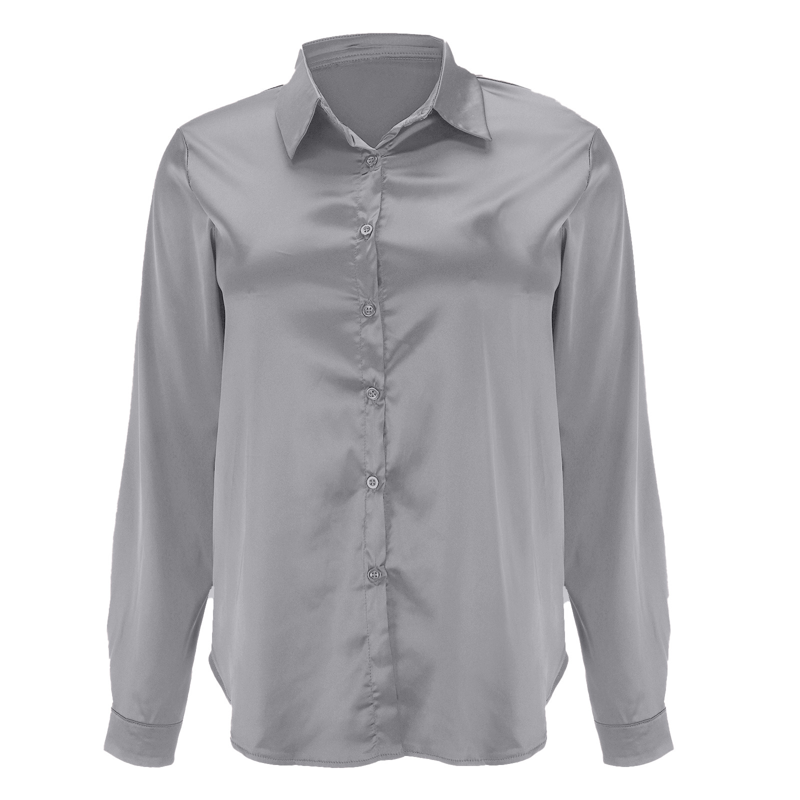 Popular Item On 's European And American Independent Sites: Women's Pullover V-neck Solid Color Elegant Satin_ecoleips.com