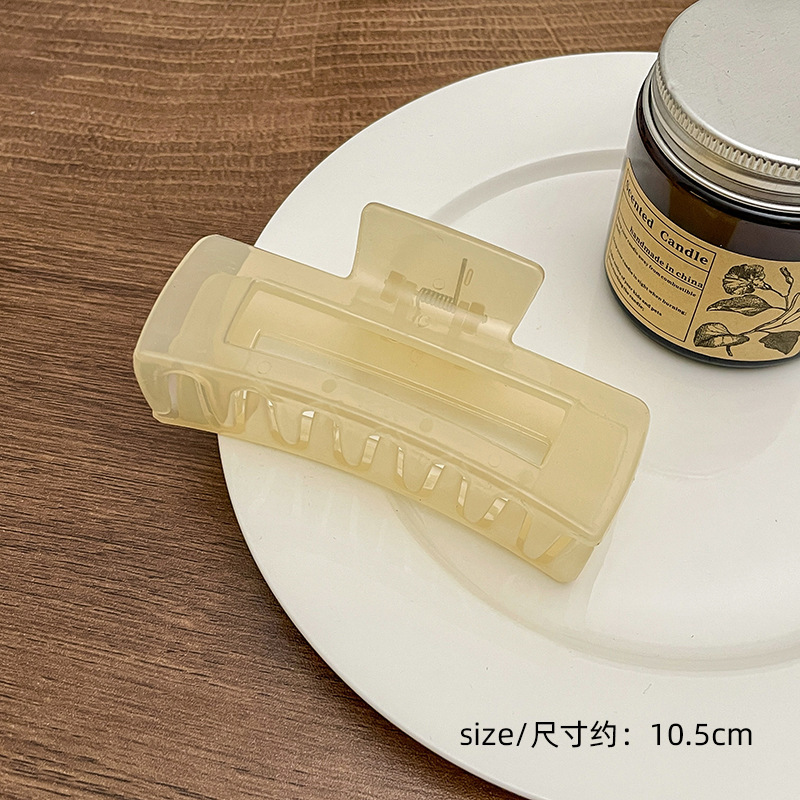 Milk Brown horquilla grande hacia atrás cabeza clip de pelo tocado de las mujeres principios de primavera de alto grado updo tiburón horquilla