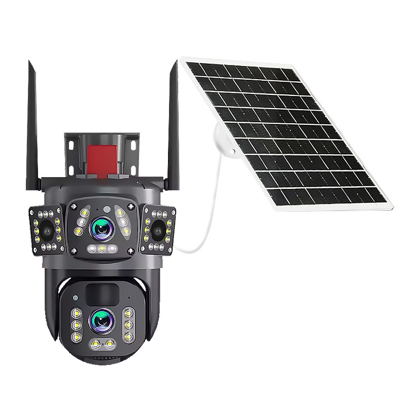 V380pro 太阳能4G全景智能摄像头三镜头低功耗双向语音户外监控器|undefined