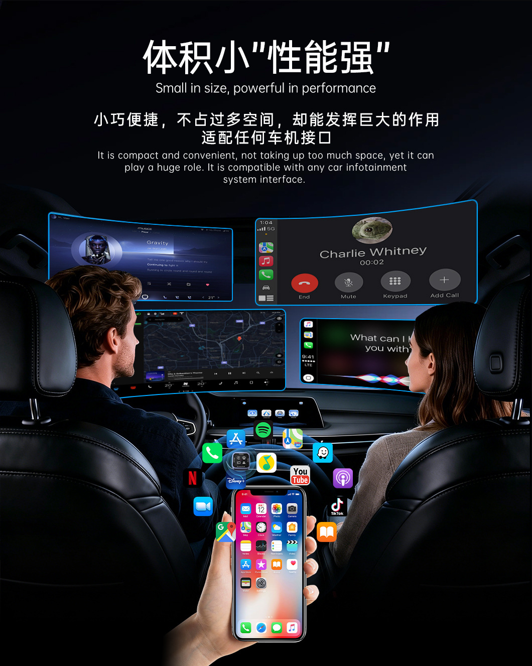 Best-Selling in Europe and America, 5-in-1 Mirror Screen Projection Carplay Module, Smart Car Connectivity Box, Dual-Band Carplay Box