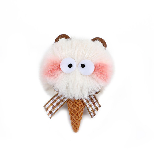 New colorful little monster plush doll pendant cute bow cartoon doll ice cream keychain pendant