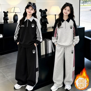 女童秋套装2026新款洋气时尚中大童Polo领卫衣秋款儿童运动风衣服