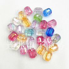抖音直播透明镀彩切面桶珠直孔串珠 亚克力手机绳钥匙扣皮筋配件