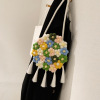 Woven summer shoulder bag flower-shaped, one-shoulder bag, cotton and linen, wholesale