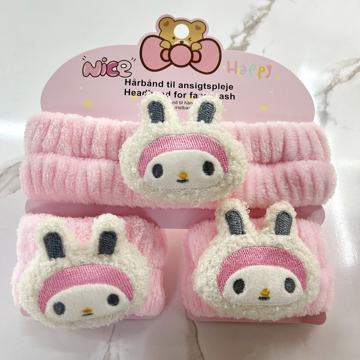 Banda de cabello de moda con tarjeta de papel dulce decoración de animales pequeños de peluche de lavado banda de cabello de dibujos animados correa de muñeca tridimensional