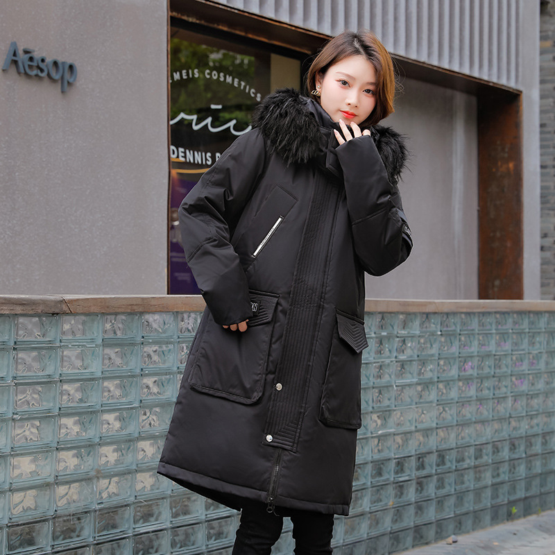 Transfronterizo nueva pareja de mediana longitud sobre la rodilla Chaqueta de plumón para hombre engrosada pato blanco abajo de moda para hombres y mujeres mismo abrigo de moda