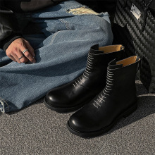 做旧切尔西靴男款厚底增高高帮工装靴短靴复古休闲马丁靴14534-J