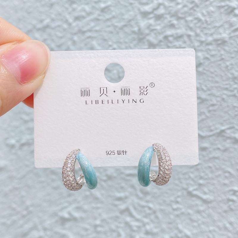 Liyin/Libeliying ドーパミンドロップ釉薬ペイントイヤリングニッチ春夏甘くて絶妙な s925 シルバー針イヤリング|undefined