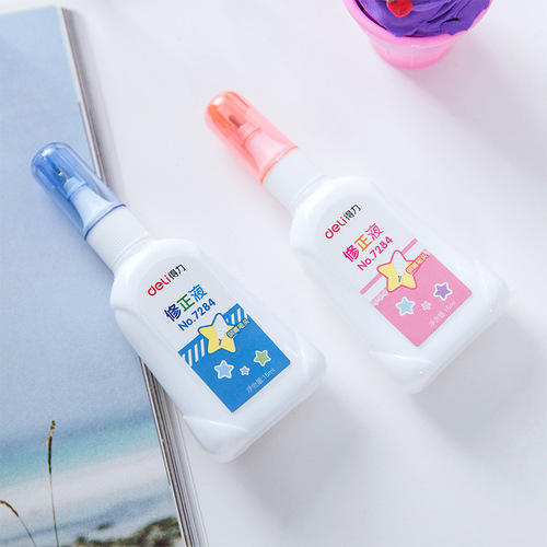 Deli correction fluid 7283/7284 student learning wrong question correction fluid office typo correction fluid stationery wholesale