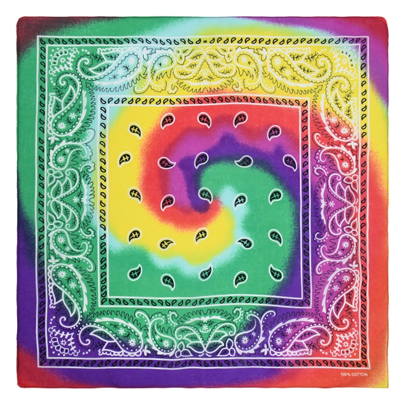 Europe and the United States outdoor 54*54 gradient tie-dyed cotton headscarf wholesale cross-border cotton seamless printed square bandana