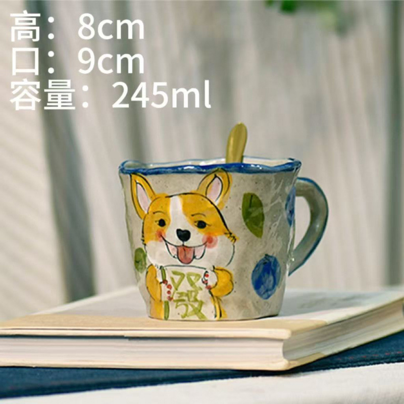 景德镇手绘猫爪情侣马克杯家用早餐咖啡杯釉下彩陶瓷杯可爱猫咪杯|undefined