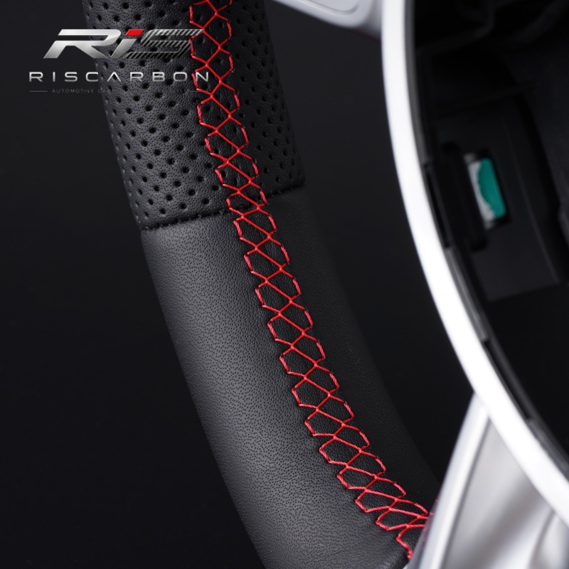 Compatible with Mercedes-Benz 809 leather steering wheel with silver keys and red markings W204 W205 W207 W211 A B C-Class